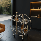 Gharaana Trolleys Forager 2-Tier Glass Bar Trolley